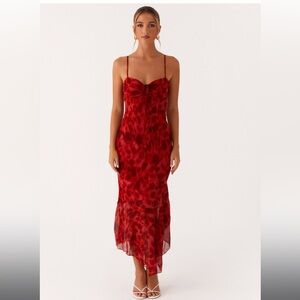 Peppermayo Crimson Floral Midi Dress